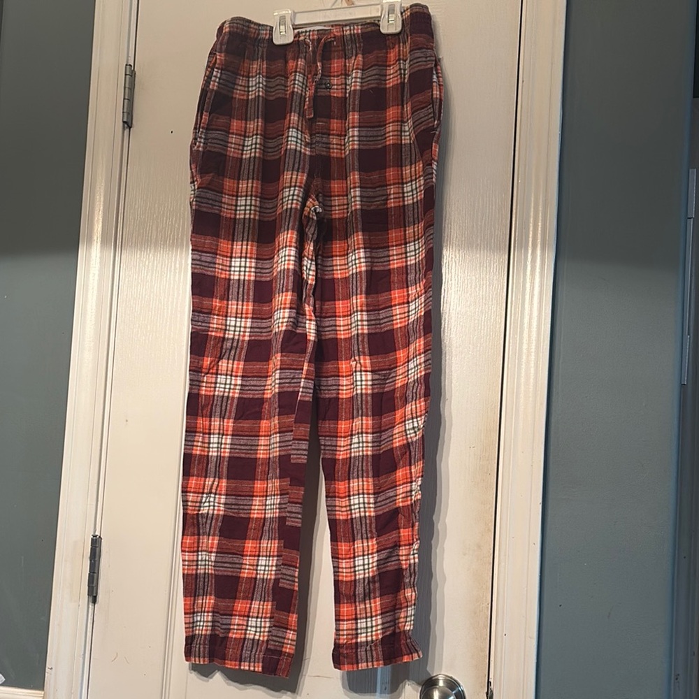 Amazon Essentials Orange and White Plaid Lounge Pants XS Used